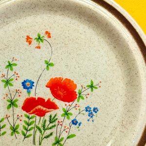 Vintage Haniwa Stoneware Maywood Poppy Salad Plate